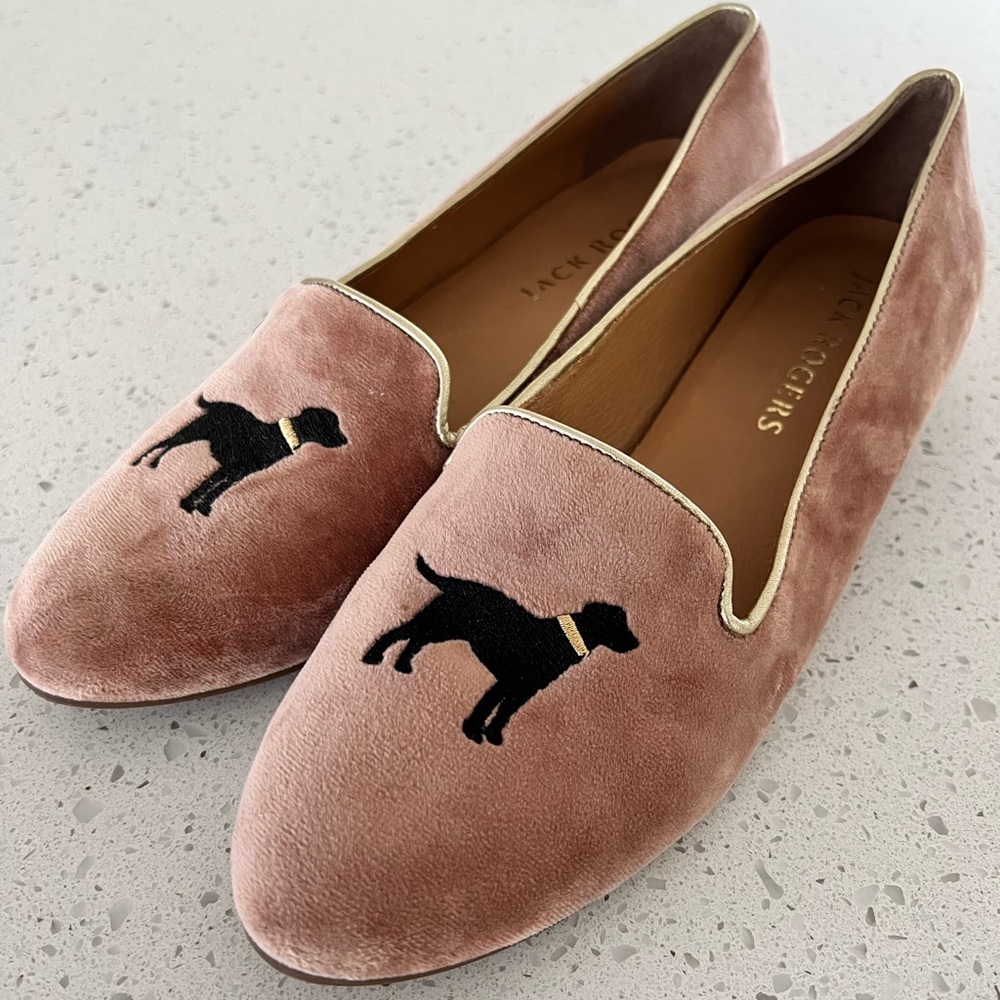 Jack Rogers Loafers: Rose Velvet with Black Lab Size 8.5